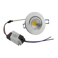 LED-Einbauleuchte "COB-3", 3W, 250lm ALU, 3000K, 95°, Ø85xT47mm, Rahmen chrom