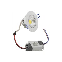 LED-Einbauleuchte "COB-5", 5W, 420lm ALU, 3000K, 95°, Ø85xT47mm, Rahmen weiß