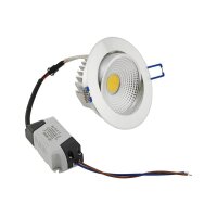 LED-Einbauleuchte "COB-7", 7W, 550lm ALU, 3000K, 75°, Ø109xT47mm,Rahmen chrom