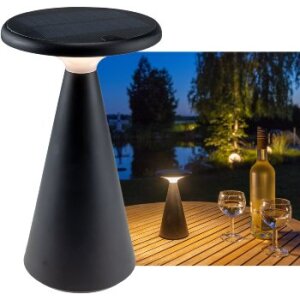 LED Solar-Tischleuchte "Foco Sol" 2700K, IP44, dimmbar, 20cm, matt schwarz