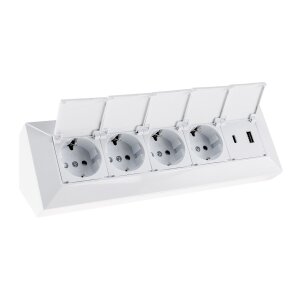 4-fach Steckdosenblock, USB-A+C, weiß 250V~/ 16A,...