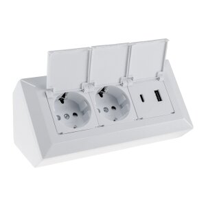 2-fach Steckdosenblock, USB-A+C, weiß 250V~/ 16A,...