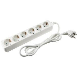 Schutzkontakt-Steckdosenleiste 6-fach 3500W, 1,4m Kabel, weiß