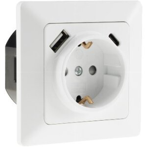 MILOS Schutzkontakt-Steckdose, matt weiß 230V~/ 16A, Unterputz, USB-C / PD