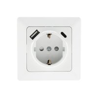MILOS Schutzkontakt-Steckdose, matt weiß 230V~/ 16A, Unterputz, USB-C / PD