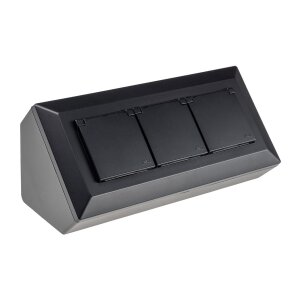 3-fach Steckdosenblock, schwarz 250V~/ 16A, Aufbaumontage...