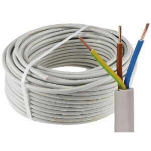 Stromleitung "NYM-J", 50m, isoliert 3G2,5, grau, Außen-Ø 8,2mm, Ring