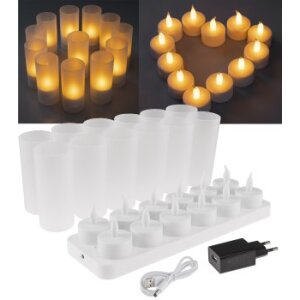 LED Teelichter 12er Set flackernd mit Batterie – warmweiß