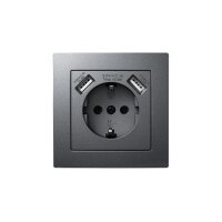 McPower „Flair“ Steckdose mit 2x USB anthrazit – 250V~/16A, 5V/2,1A UP