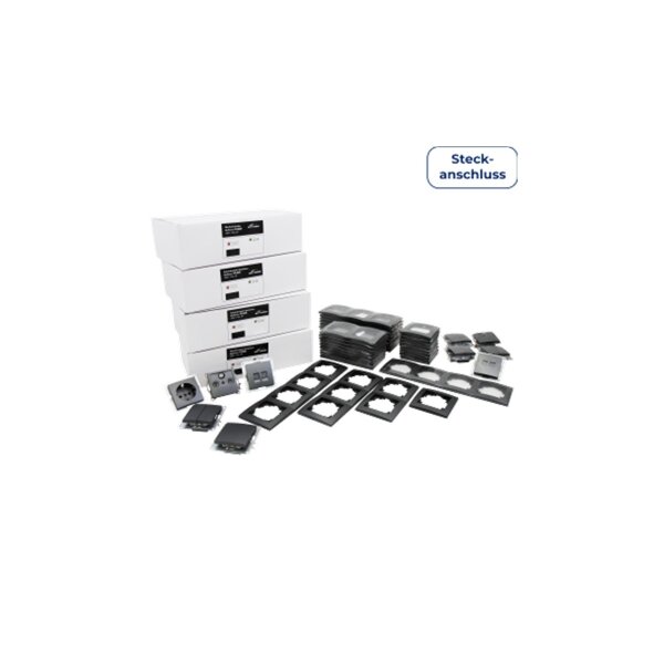 Schalter und Steckdosen Set McPower Flair Megaset-Profi 100-teilig, anthrazit, Steckanschluss