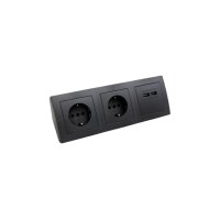 Steckdosenblock McPower „Flair“ anthrazit – 2x Schutzkontakt + 2x USB