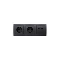 Steckdosenblock McPower „Flair“ anthrazit – 2x Schutzkontakt + 2x USB