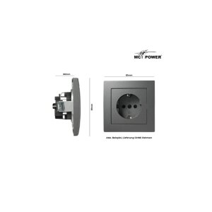 McPower Flair Schutzkontakt-Steckdose UP anthrazit mit Einsteckschutz | 250V/16A