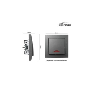 McPower Flair Schalter anthrazit mit Kontroll-Leuchte – 250V~/10A, Unterputz