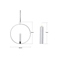LED-Kerze mit 3D-Flamme im Ring – 28 cm, Timer, Schwarz/Silber/Messing