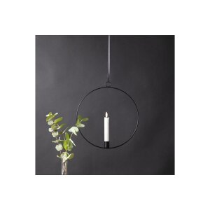 Edler Metallring 28 cm mit 3D-Flamme – Schwarz...