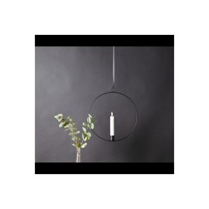 Edler Metallring 28 cm mit 3D-Flamme – Schwarz – mit Timer