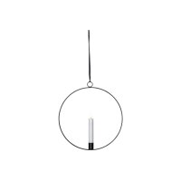 Edler Metallring 28 cm mit 3D-Flamme – Schwarz – mit Timer