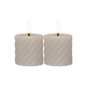 LED-Echtwachskerze Flamme Spiral 2er-Set – Grau,...
