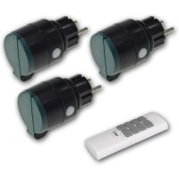 ChiliTec Pilota Casa Funksteckdosen-Set – 3x Steckdosen + 1x Fernbedienung, 2000W, IP44