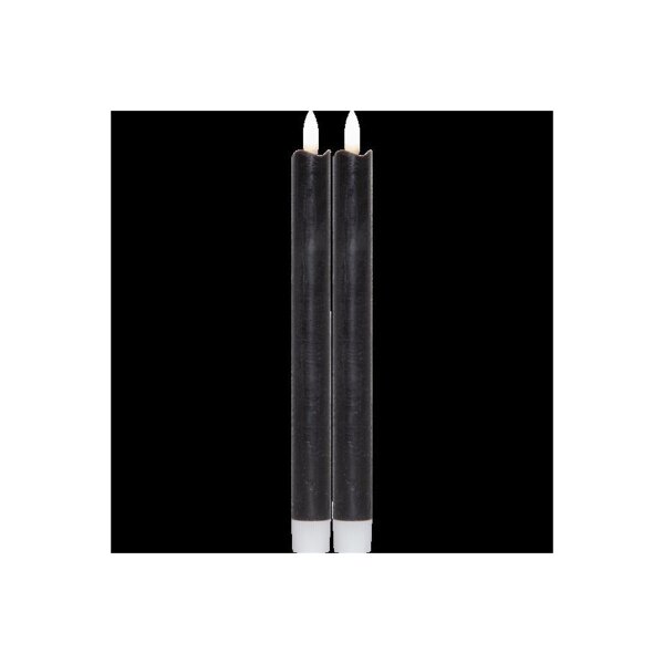 LED LEUCHTERKERZE X2 FLAMME schwarz 24,5cm hoch