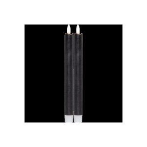 LED LEUCHTERKERZE X2 FLAMME schwarz 24,5cm hoch