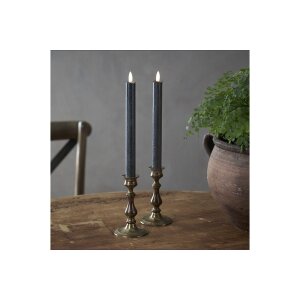 LED LEUCHTERKERZE X2 FLAMME schwarz 24,5cm hoch