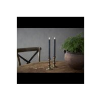 LED LEUCHTERKERZE X2 FLAMME schwarz 24,5cm hoch