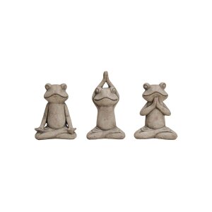 Yoga-Frosch aus Zement Grau 3er-Set |...