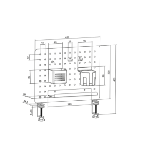 Lochplatten-Organizer Weiß 42×47 cm | Magnetisch | Klemmbefestigung | bis 5 kg