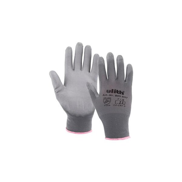 Ulith Arbeitshandschuh grau – PU-beschichtet, atmungsaktiv, EN 388 & EN 420 9 / L