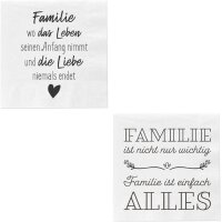 Servietten Familie 20er Pack – 33×33 cm – Papier weiß mit Familiensprüchen