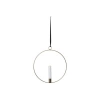 Edler Metallring messing mit LED Stab-Kerze "3D FLAMME" Ø 28cm zum Hängen