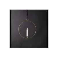 Edler Metallring messing mit LED Stab-Kerze "3D FLAMME" Ø 28cm zum Hängen