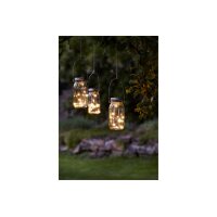 Solarlaterne Jamjar – Transparent, 10 LEDs, warmweiß, IP44, Dämmerungssensor