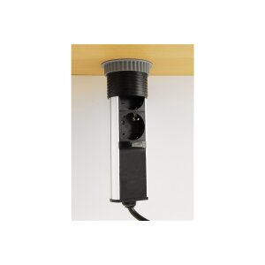 Schreibtisch-Einbausteckdose, rund Mini versenkbar, Edelstahl, 3x Steckd,USB A+C