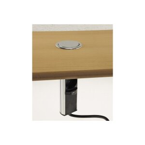 Schreibtisch-Einbausteckdose, rund Mini versenkbar, Edelstahl, 3x Steckd,USB A+C
