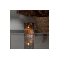 LED Stumpenkerze "Flamme Leaf" braun 12,5cm