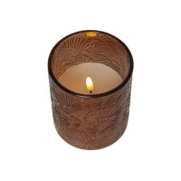 LED Stumpenkerze "Flamme Leaf" braun 12,5cm