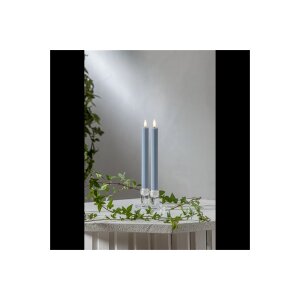 LED-Leuchterkerzen Blau 2er-Set – Flamme Stripe mit Timerfunktion