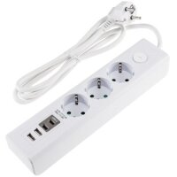 Steckdosenleiste mit Ladebuchsen für USB USB-A /USB-C,3-fach, weiß, 1,5m Kabel