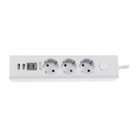 Steckdosenleiste mit Ladebuchsen für USB USB-A /USB-C,3-fach, weiß, 1,5m Kabel