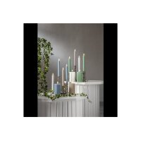 LED-Stumpenkerze Beige – 15 cm | Flamme Stripe mit Timer & geriffelter Oberfläche