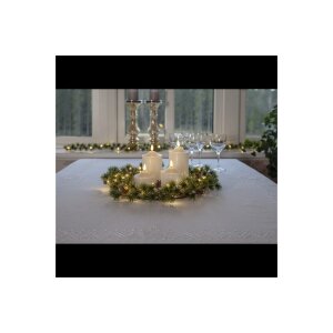 Wachskerze "Flamme" – Weiß, 12 cm mit LED-Flamme & Timer, 200h Laufzeit
