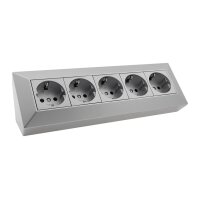 5-fach Steckdosenblock, silber 250V~/ 16A, Aufbaumontage