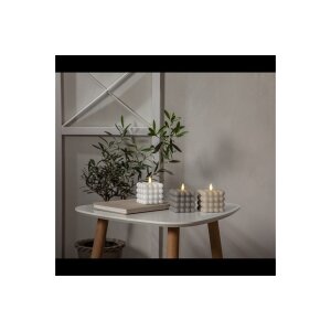 3er Set LED Stumpenkerze Flamme Dot weiß, beige, grau