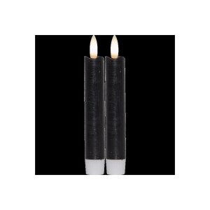 4er Set LED LEUCHTERKERZE X2 FLAMME schwarz 15 + 25cm  hoch