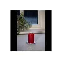 LED-Stumpenkerze Flamme Flow Rot – 12,5 cm mit glänzender Wachsoptik & Timer