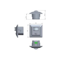DELPHI Bewegungsmelder 160°, silber LED geeignet, 250V~, Unterputz, 2-Draht