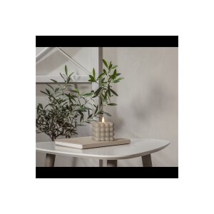 LED-Wachskerze Flamme Dot Beige – Bubble-Design, 9,5 cm, mit Timerfunktion & LED-Flamme